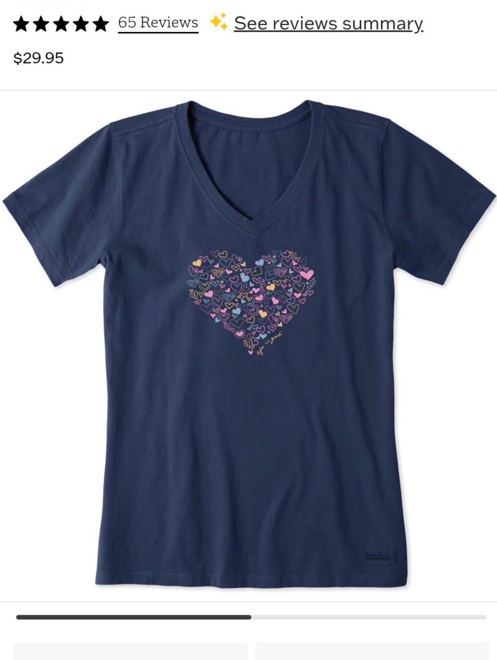 Life Is Good Hearty Heart Short Sleeve Vee- XL
